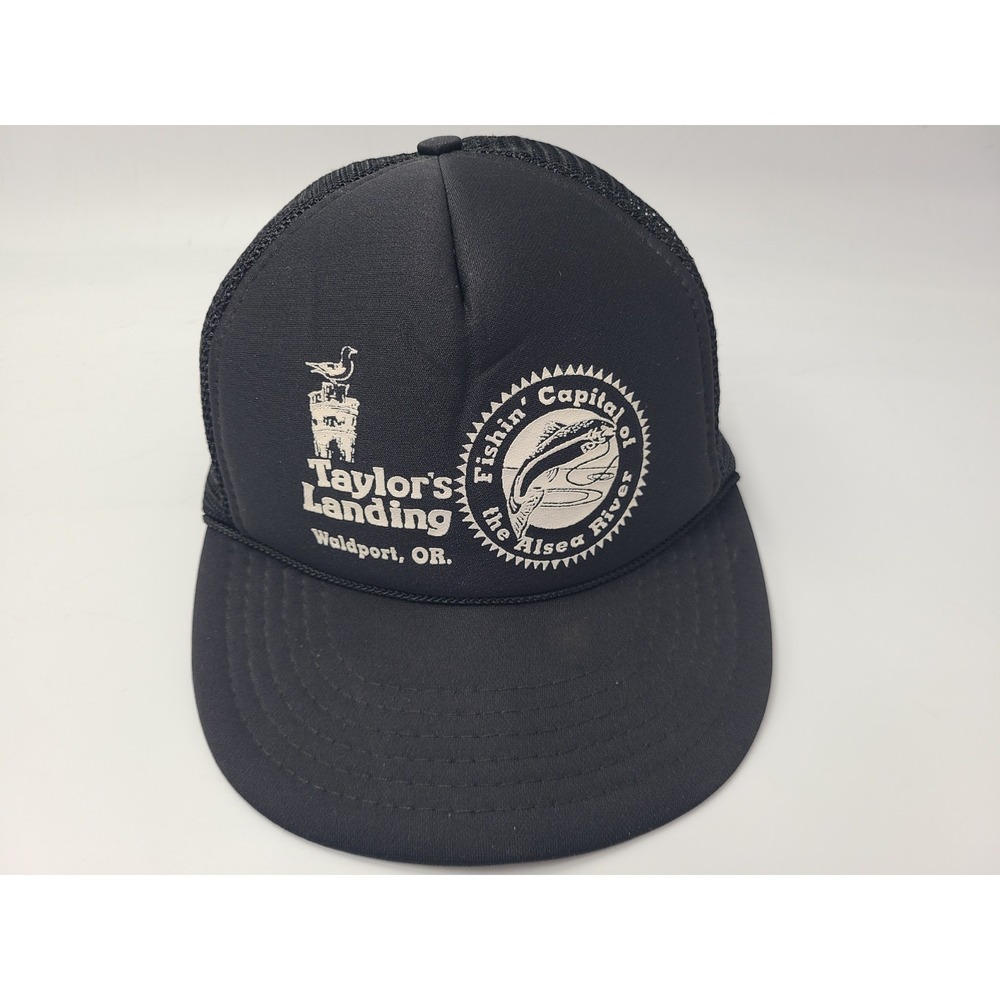 Vintage Taylors Landing Walport Oregon Alsea River Mesh Trucker Snapback Hat Cap
